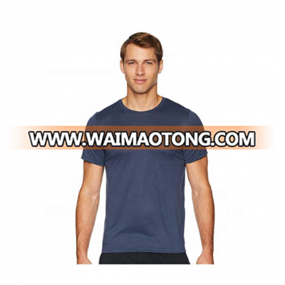 Round neck 100% polyester fitted tshirt plain active training running t shirt men dry fit bodybuilding sports tee shirt fitness