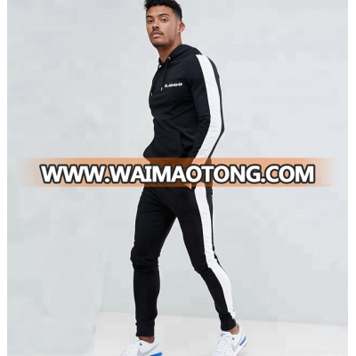 Unbranded black pullover tracksuit for men design mens two piece cotton tracksuit mens fitness apparel blank sweatsuit