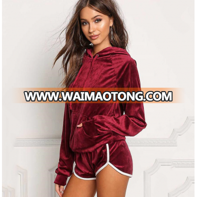 Customized hoodies long sleeve short track pants sportswear women set matching tops and pants for women summer tracksuits