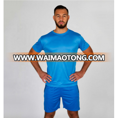 Polyester spandex basketball running tshirt mens sportswear man neon blue plain polyester fitness t shirt  blank dry fit